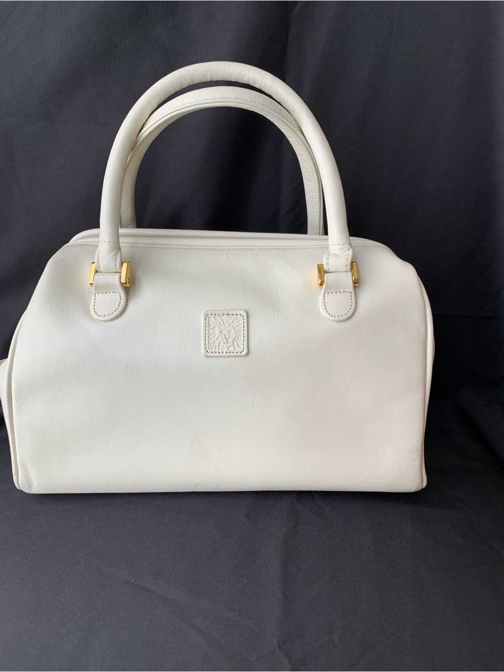 Vintage Anne Klein Calderon White Leather Boston Bag Purse 1983